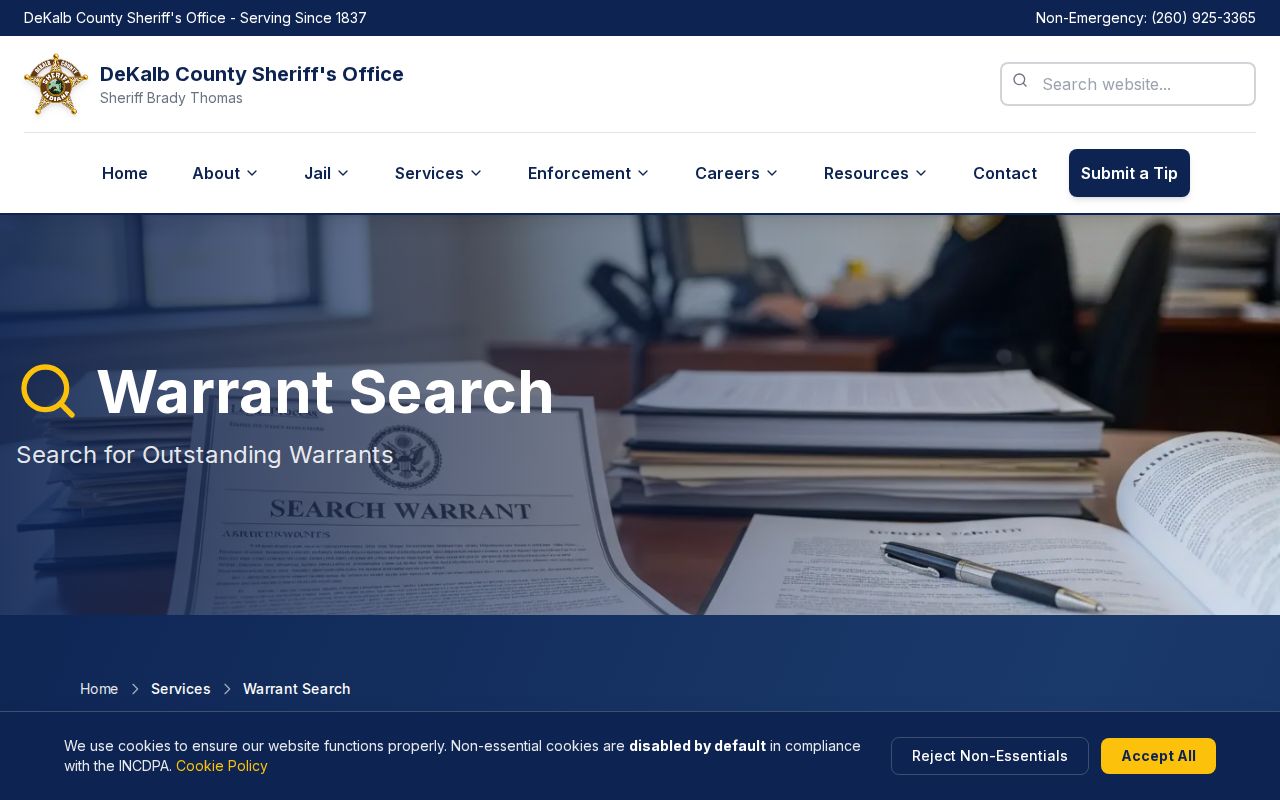 DeKalb County warrant records official warrant search page